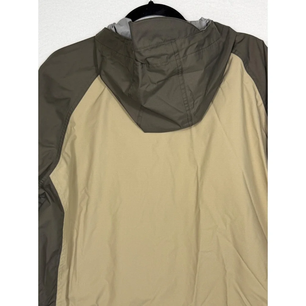 Cabela's Dry-Plus Rain Jacket Womens XL Tan Brown Utility Hooded Fishing Hunting